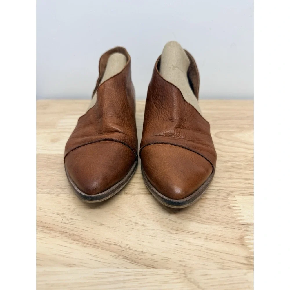 Free People Women Leather Shoe Royale Flat Brown Mule Boho Pointed EU 37 US 7#14